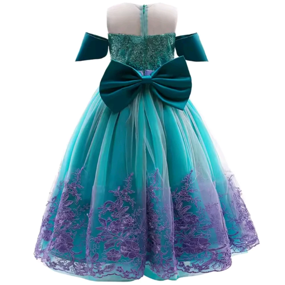 Girls Teal and Purple Mermaid Princess Costume Dress